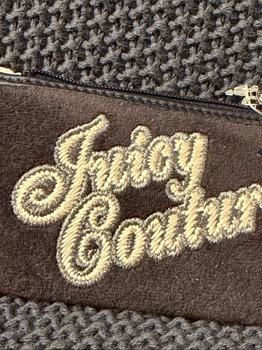 Juicy Couture Brown Suede Logo Wristlet with Gold Charm